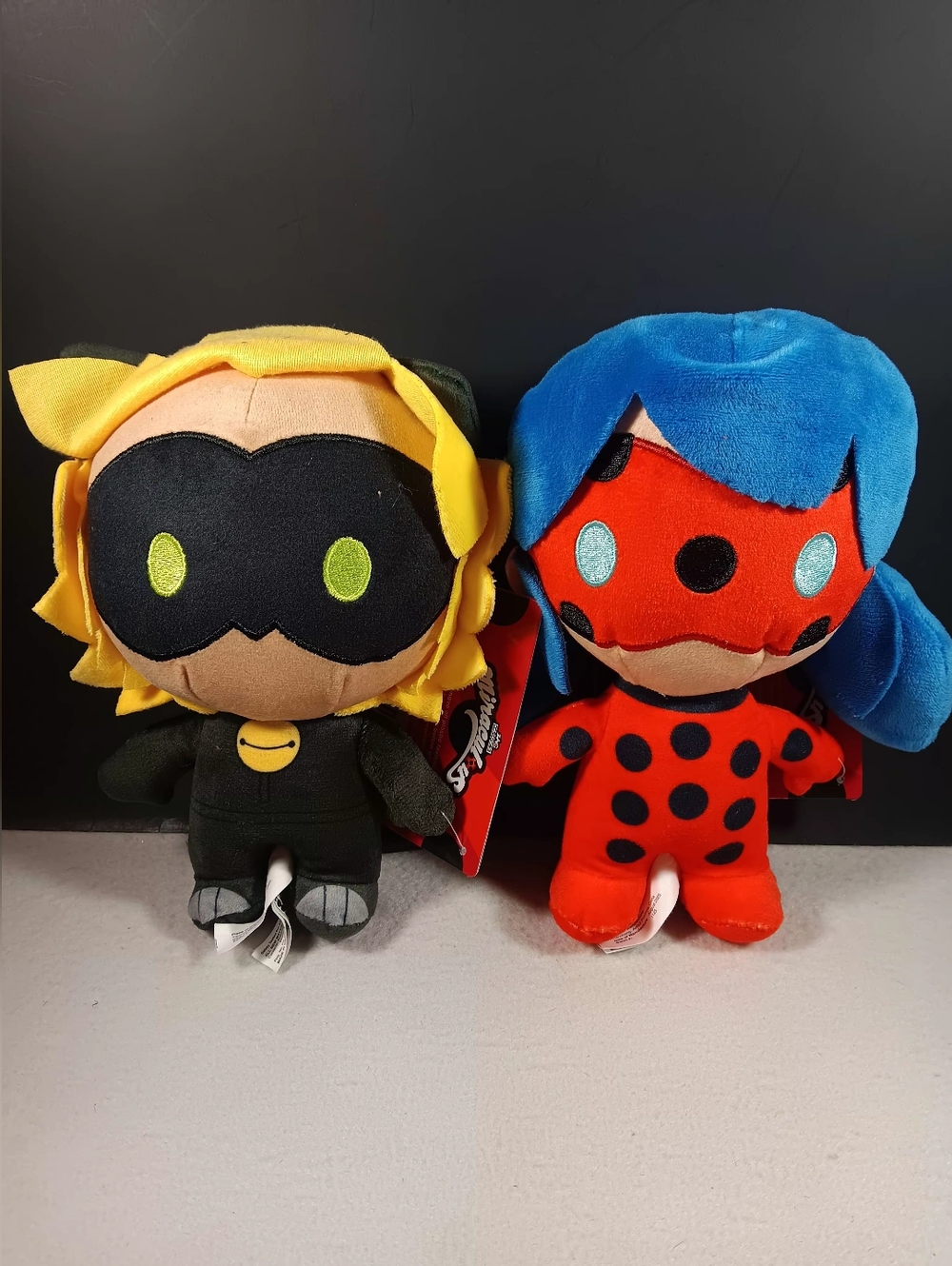Miraculous Zag Chibis 7" Plush Set of 2 Cat Noir & Ladybug Stuffed Animal Dolls